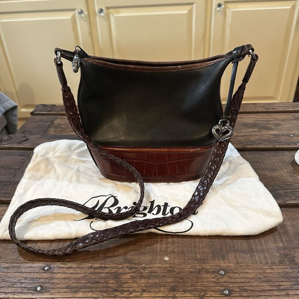 Vintage Brighton Small Bucket Shoulder Bag Handbag Braided Dustcover 190141